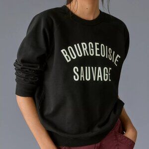 Clare V Bourgeoisie Sauvage Black Sweatshirt, Small